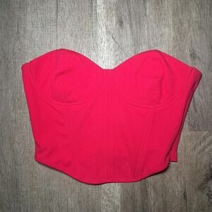 Zara Red Corset Crop Top Boned Sleeveless Size Medium NWT